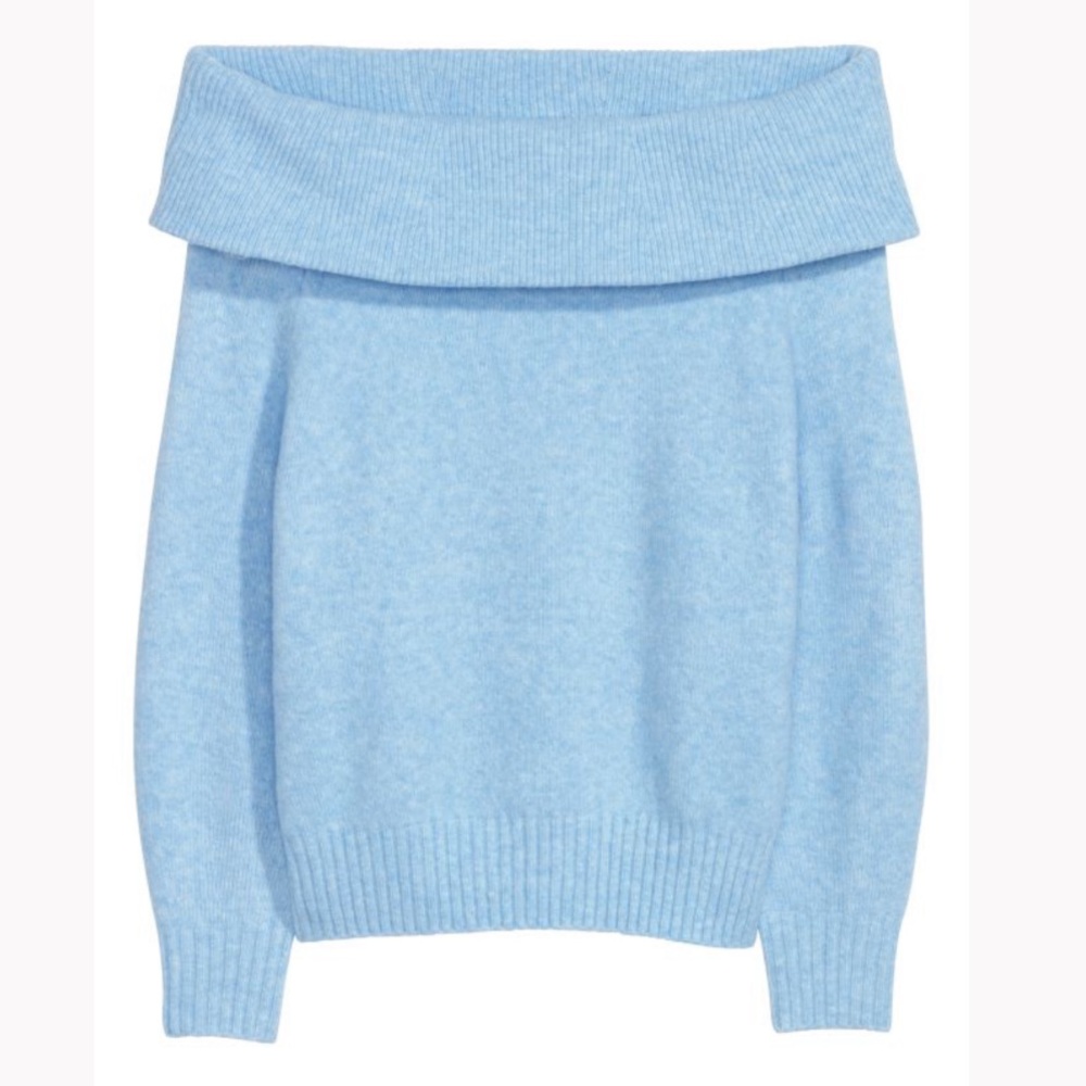 H&M Light Blue Off-the-Shoulder Sweater